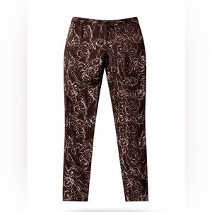 Alfani Floral Skinny Pants Brown Stretch Workwear Casual Chic | Women's Sz 8